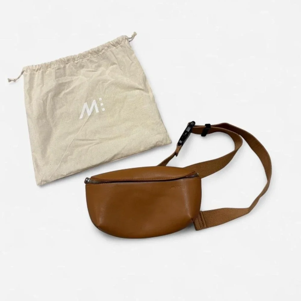 Monse Brown Leather Fanny Pack Belt Bag Adjustable Strap Zipper Closure‎
